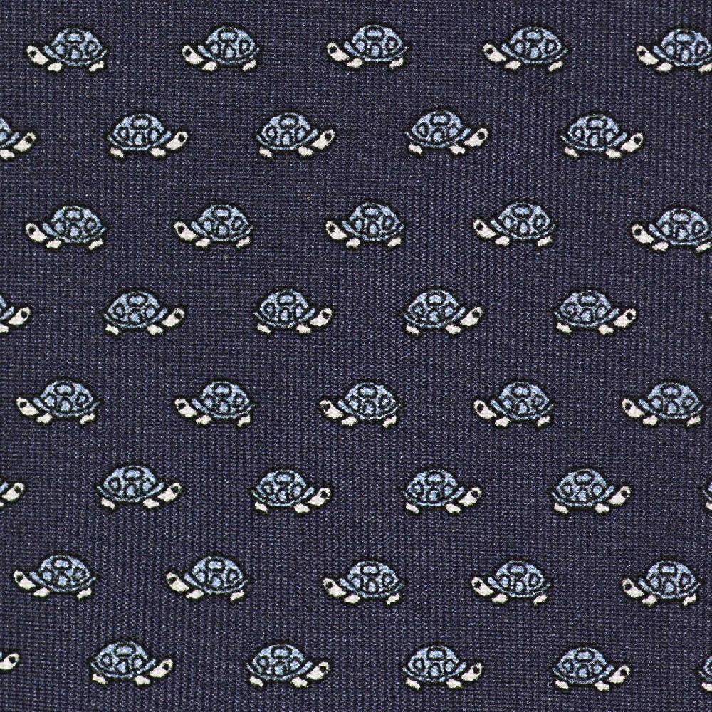 Rubinacci Cravatta In Twill Di Seta Con Stampa Tartaruga Azzurra