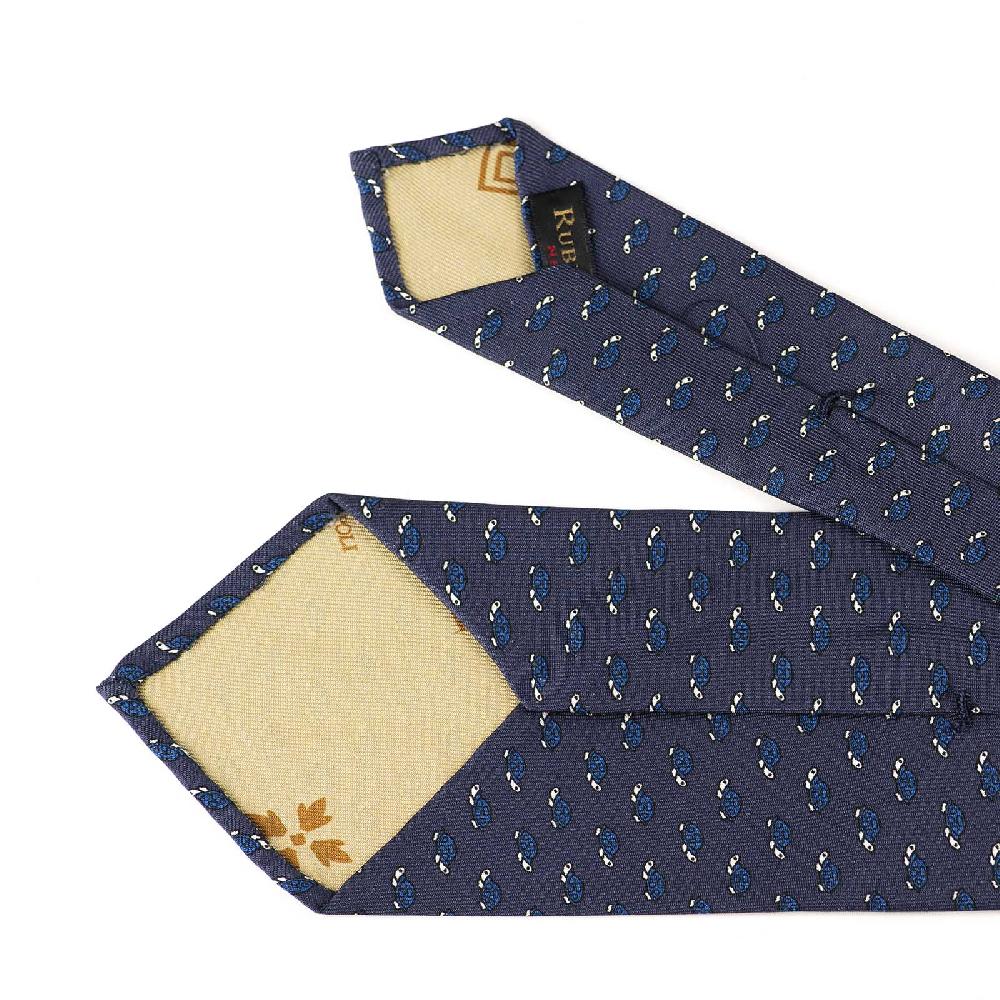 Rubinacci Cravatta In Twill Di Seta Con Stampa Tartaruga Blu