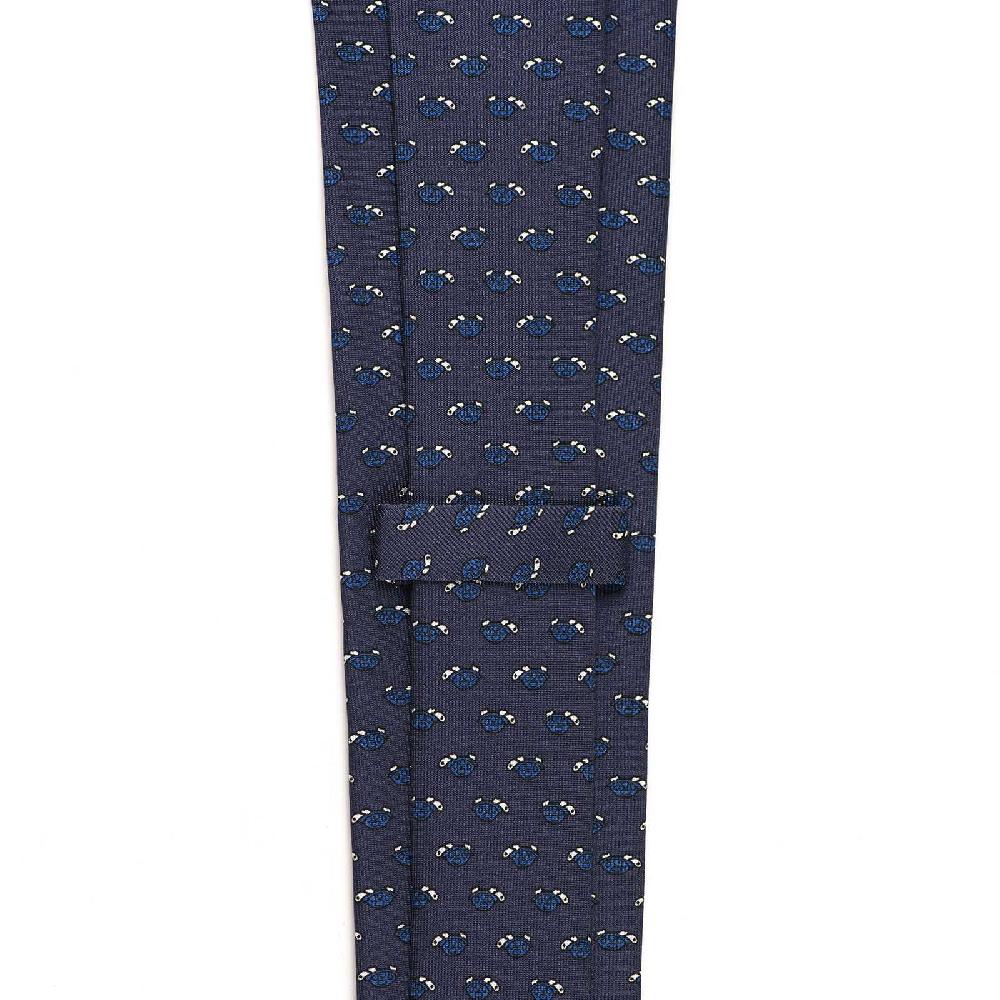 Rubinacci Cravatta In Twill Di Seta Con Stampa Tartaruga Blu