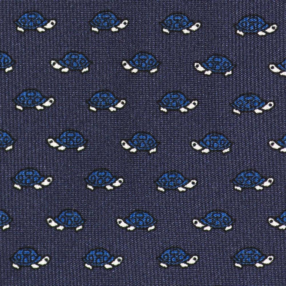 Rubinacci Cravatta In Twill Di Seta Con Stampa Tartaruga Blu