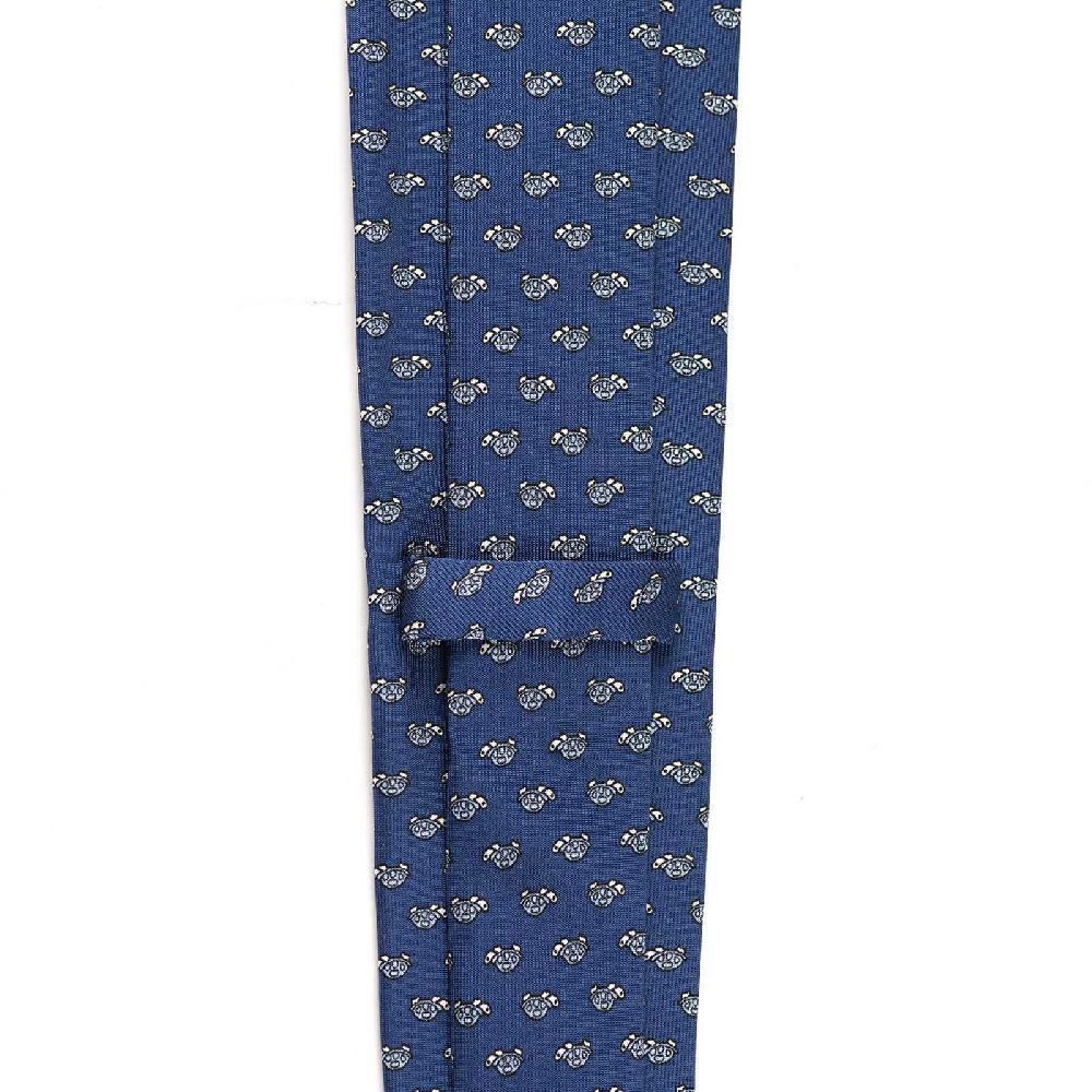 Rubinacci Cravatta In Twill Di Seta Con Stampa Tartaruga Celeste