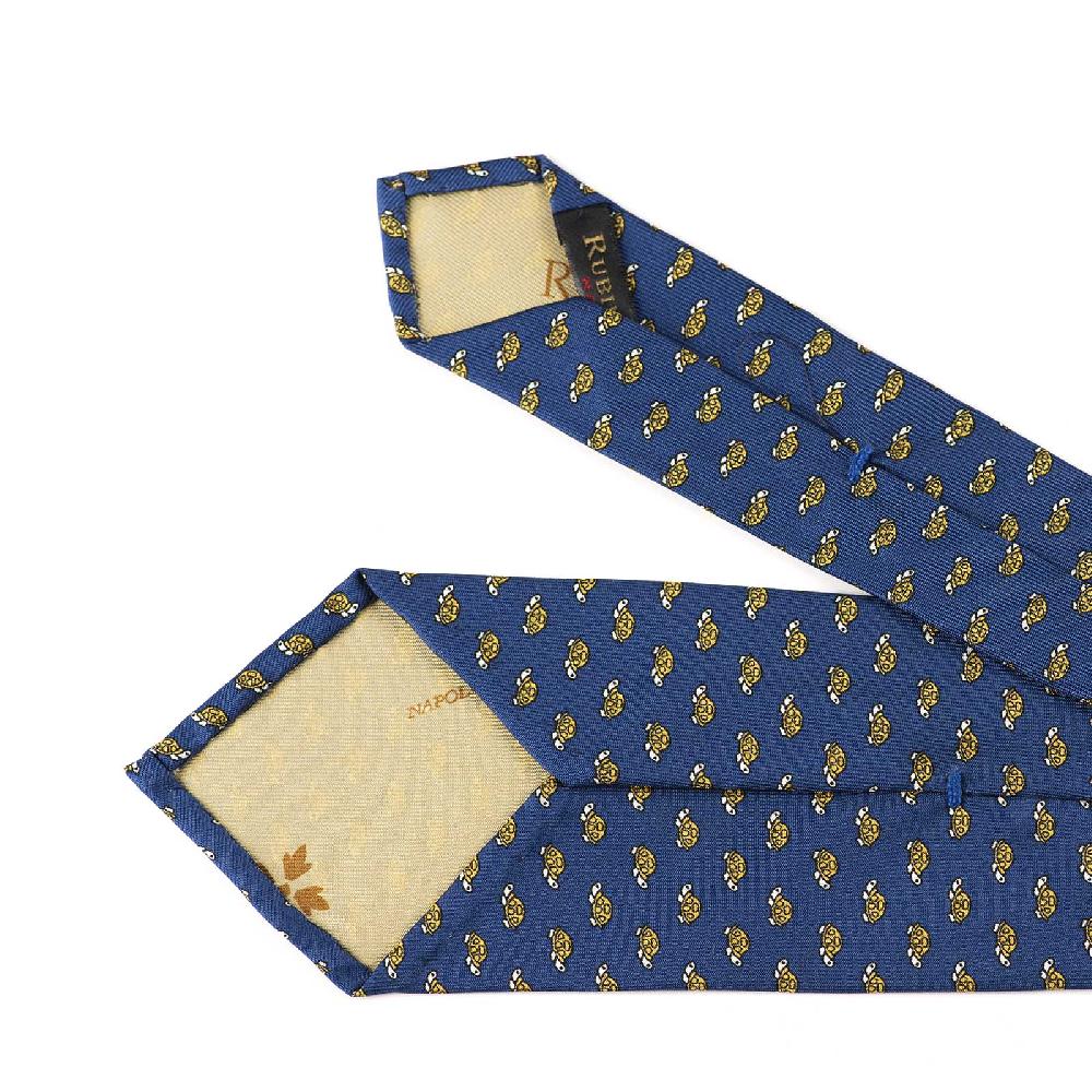 Rubinacci Cravatta In Twill Di Seta Con Stampa Tartaruga Gialla