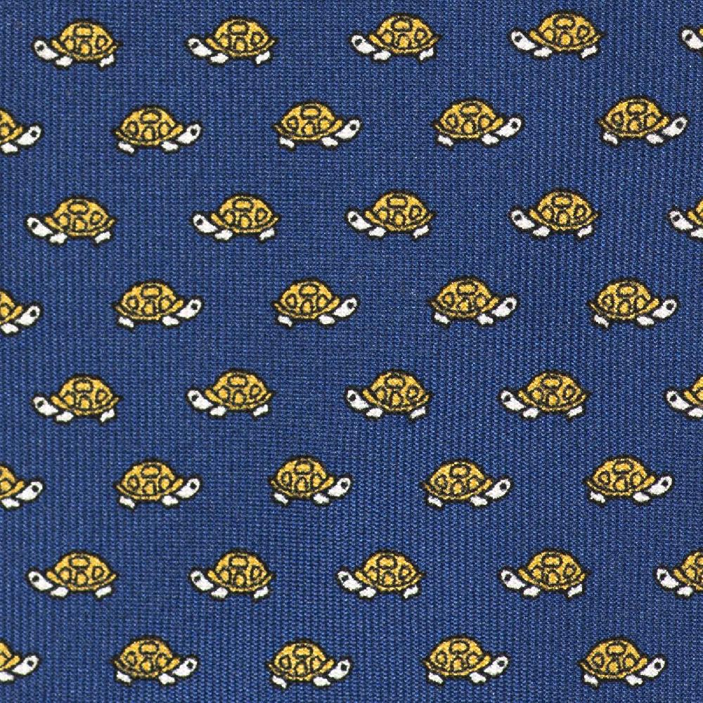 Rubinacci Cravatta In Twill Di Seta Con Stampa Tartaruga Gialla