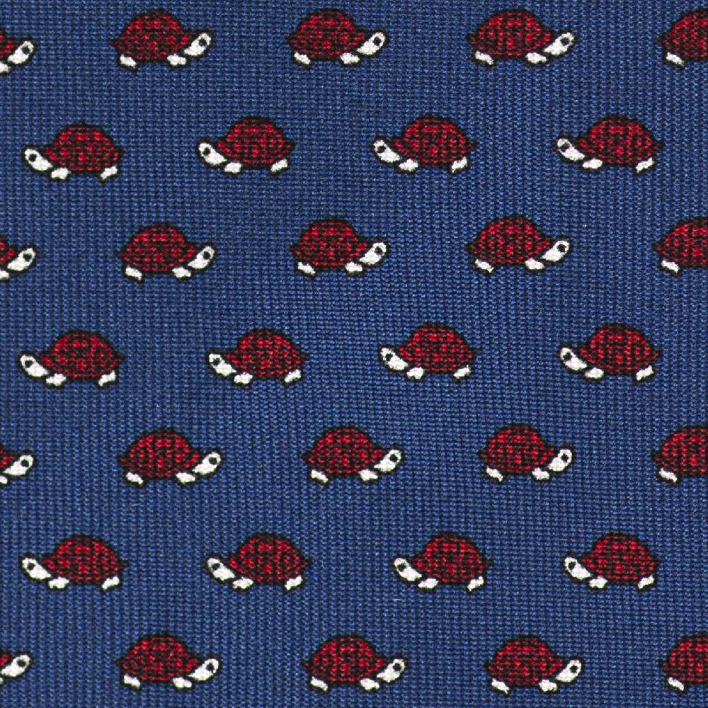Rubinacci Cravatta In Twill Di Seta Con Stampa Tartaruga Rossa