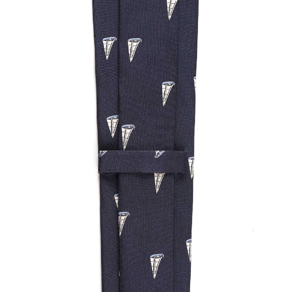 Rubinacci Cravatta In Twill Di Seta Con Stampa Vela Azzurra