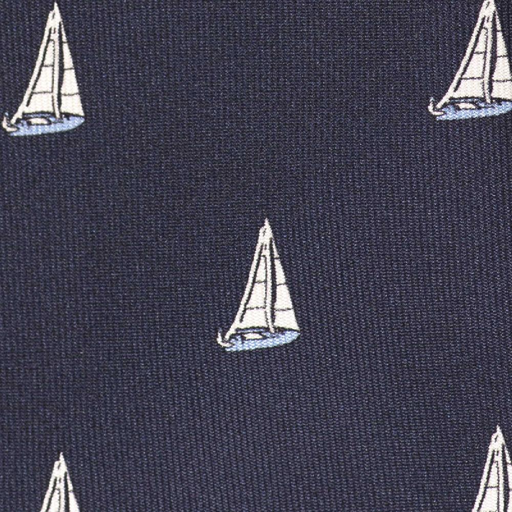 Rubinacci Cravatta In Twill Di Seta Con Stampa Vela Azzurra