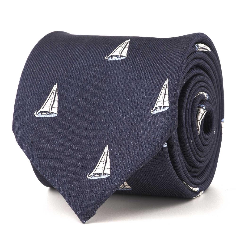 Rubinacci Cravatta in twill di seta con stampa vela azzurra