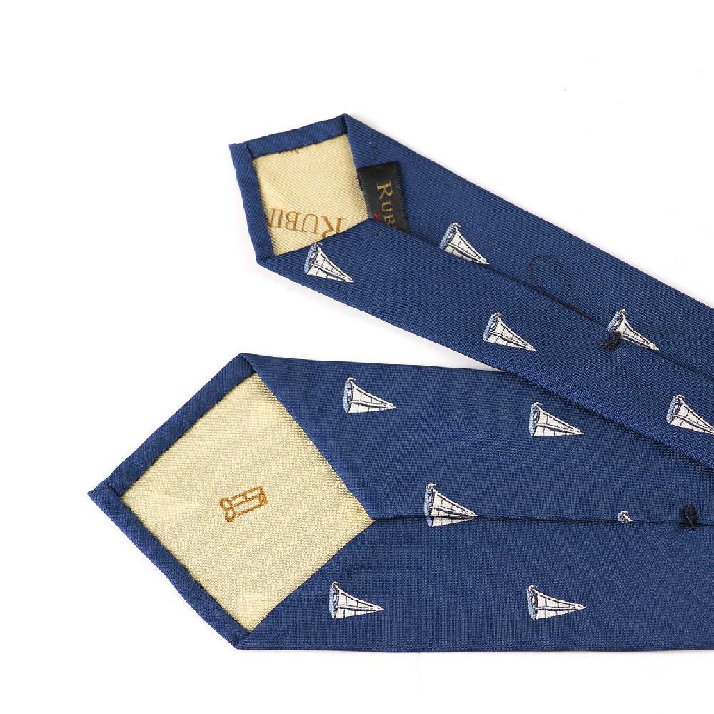 Rubinacci Cravatta In Twill Di Seta Con Stampa Vela Celeste