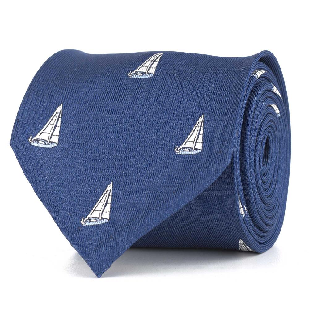 Rubinacci Cravatta in twill di seta con stampa vela celeste