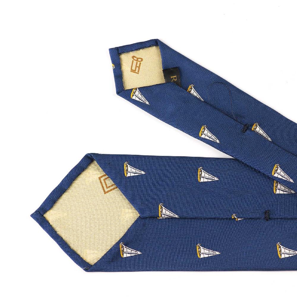 Rubinacci Cravatta In Twill Di Seta Con Stampa Vela Gialla