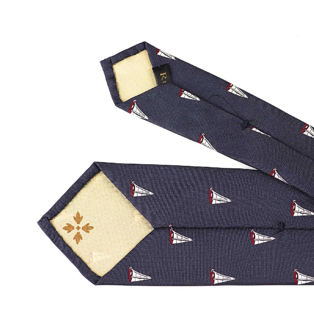 Rubinacci Cravatta In Twill Di Seta Con Stampa Vela Rossa