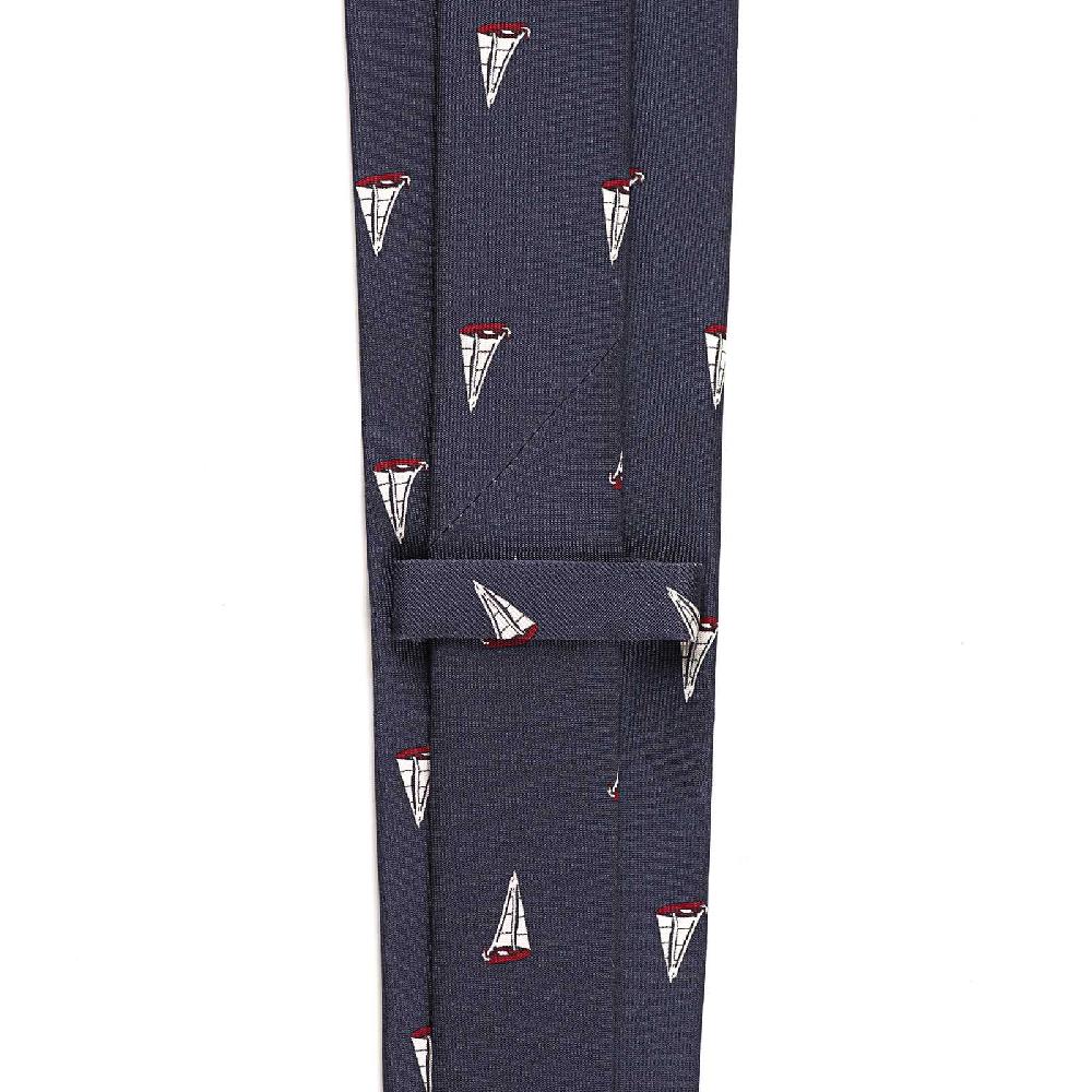 Rubinacci Cravatta In Twill Di Seta Con Stampa Vela Rossa