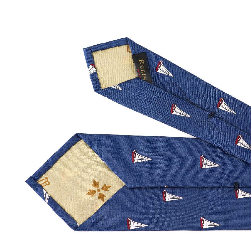 Rubinacci Cravatta In Twill Di Seta Con Stampa Vela Rossa