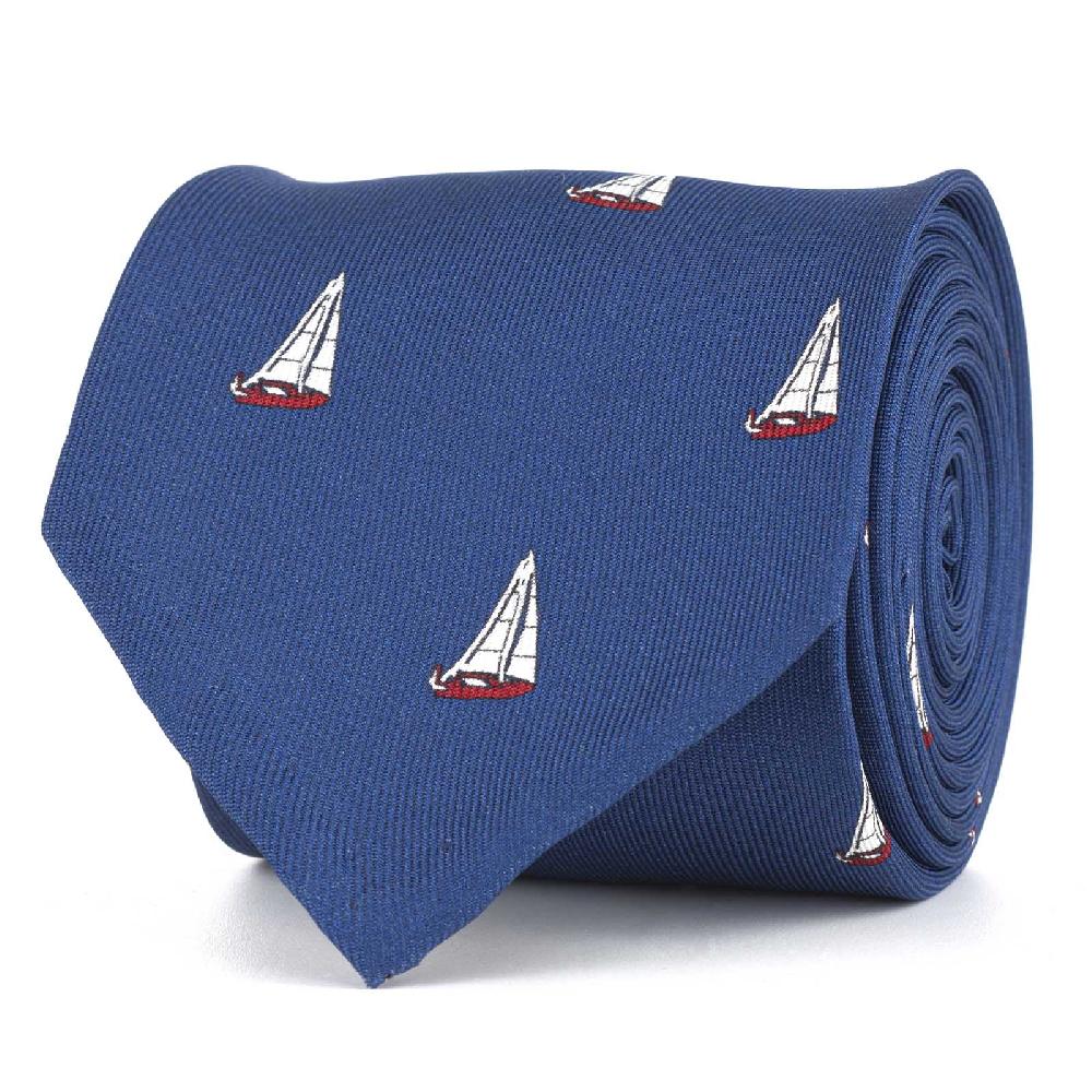 Rubinacci Cravatta in twill di seta con stampa vela rossa