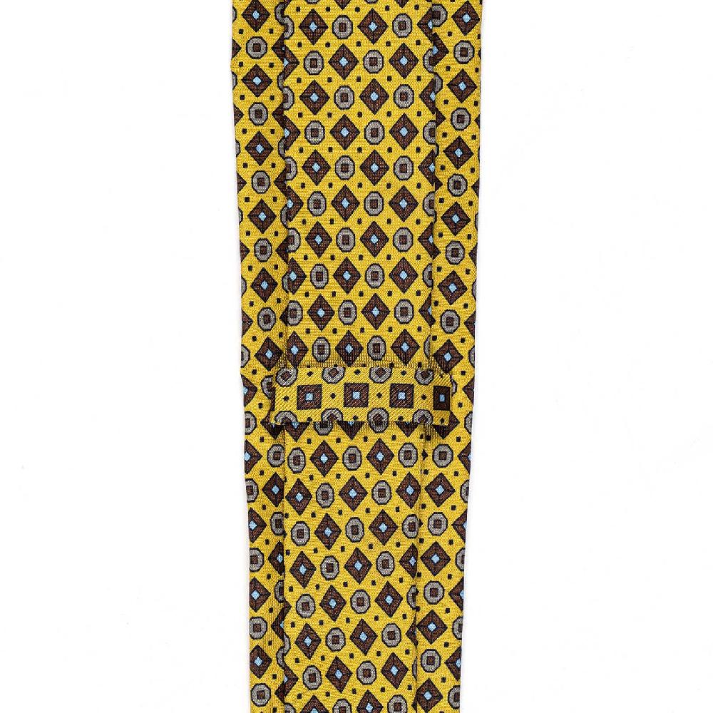 Rubinacci Cravatta In Twill Di Seta Gialla Con Stampa Geometrica