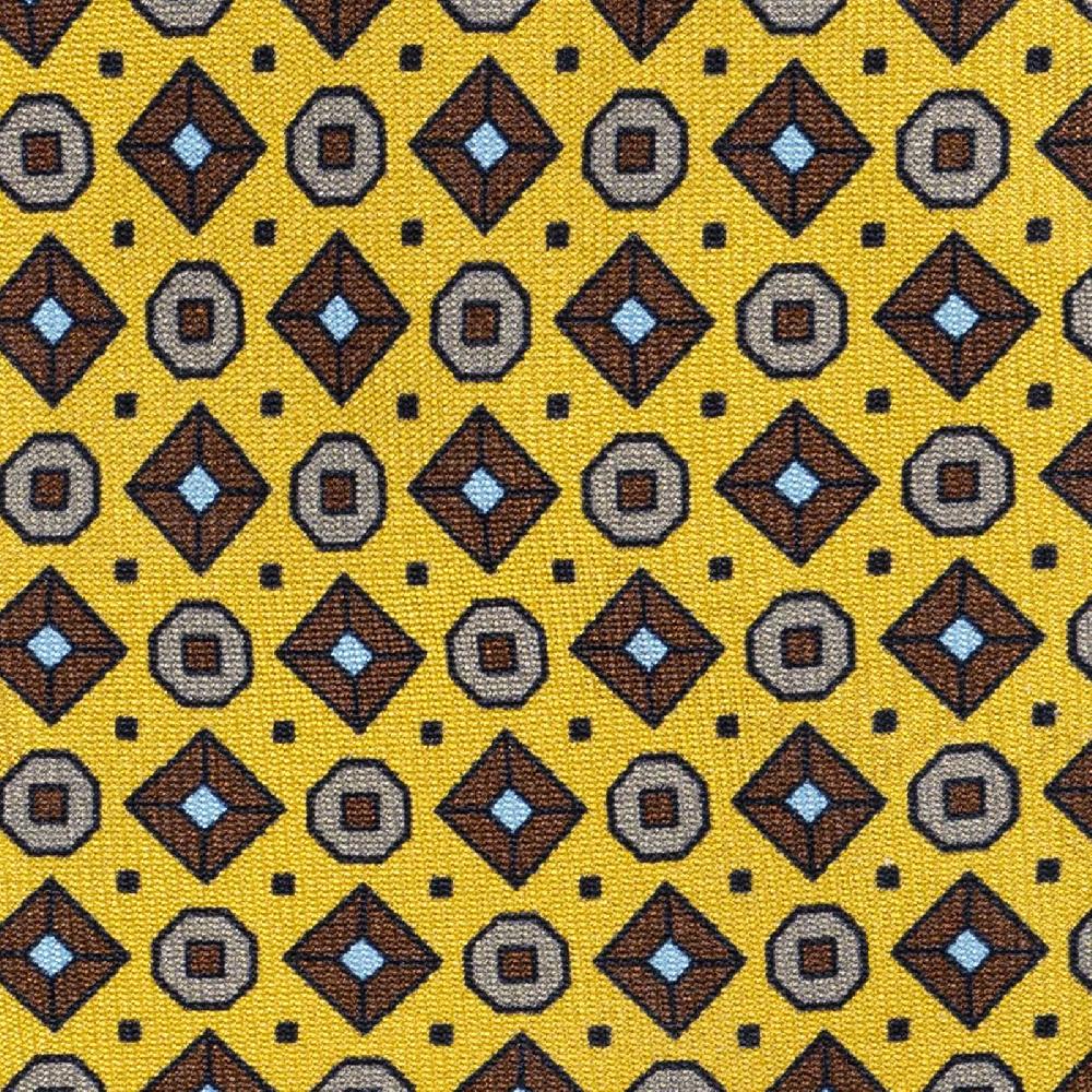Rubinacci Cravatta In Twill Di Seta Gialla Con Stampa Geometrica