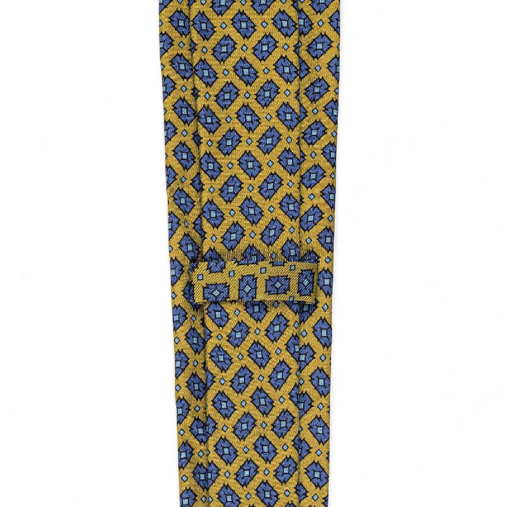 Rubinacci Cravatta In Twill Di Seta Gialla Con Stampa Geometrica