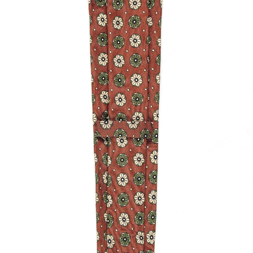 Rubinacci Cravatta In Twill Di Seta Mattone Con Stampa Floreale
