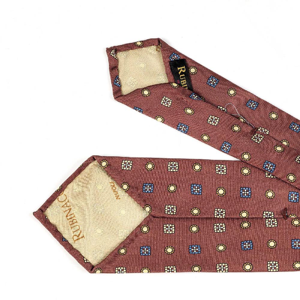 Rubinacci Cravatta In Twill Di Seta Mattone Con Stampa Floreale