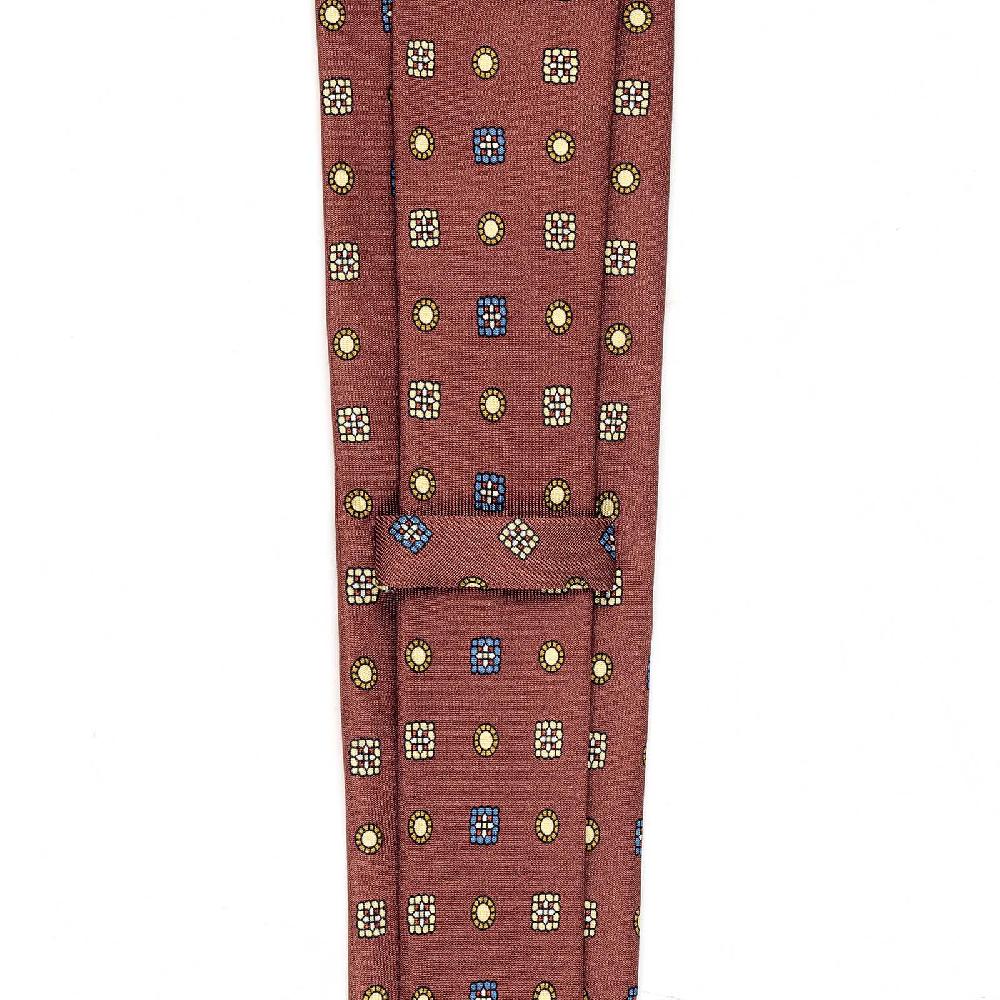 Rubinacci Cravatta In Twill Di Seta Mattone Con Stampa Floreale