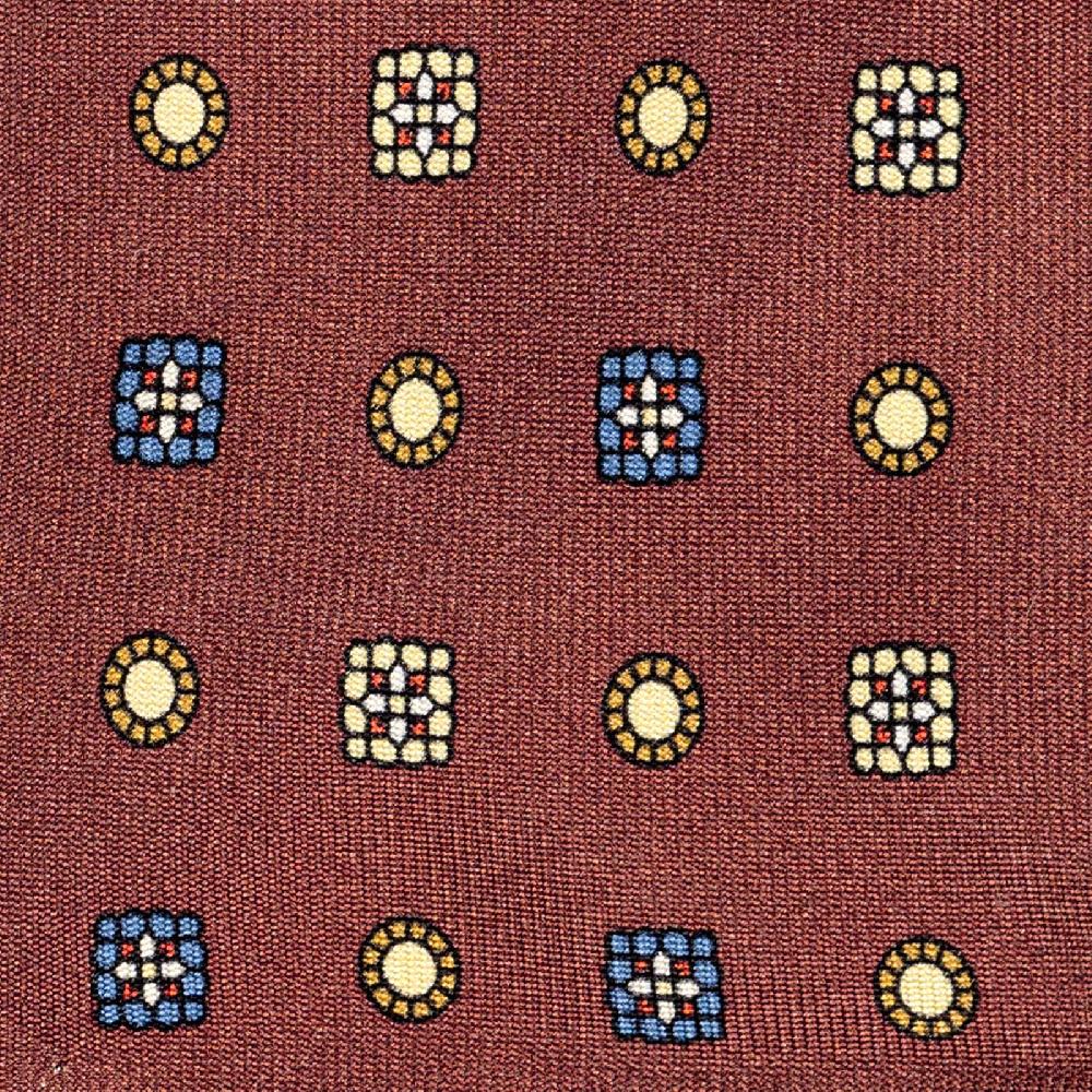 Rubinacci Cravatta In Twill Di Seta Mattone Con Stampa Floreale