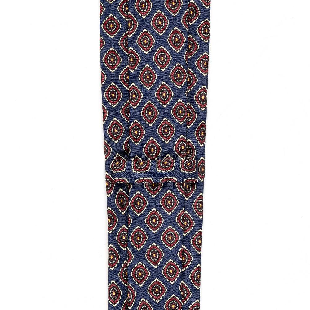 Rubinacci Cravatta In Twill Di Seta Navy Blu Con Stampa Geometrica