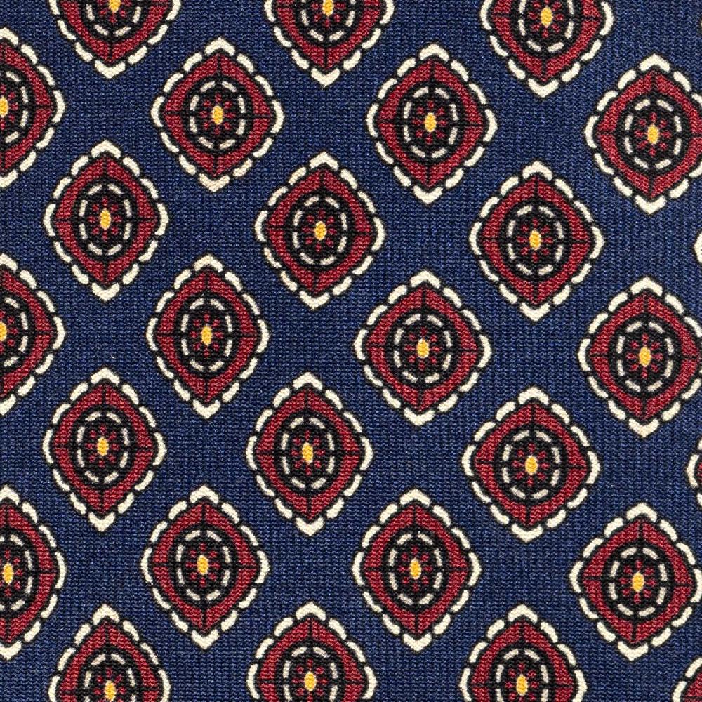 Rubinacci Cravatta In Twill Di Seta Navy Blu Con Stampa Geometrica