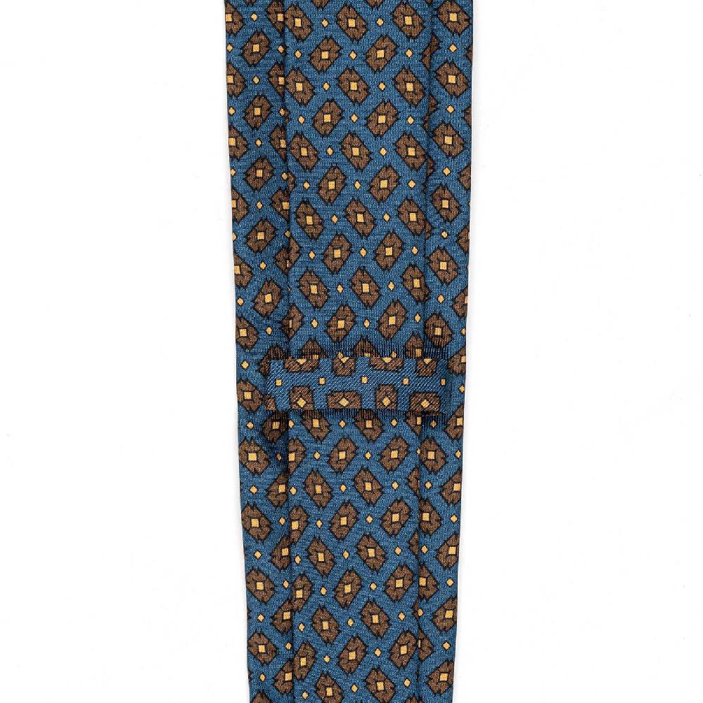 Rubinacci Cravatta In Twill Di Seta Ottanio Con Stampa Geometrica