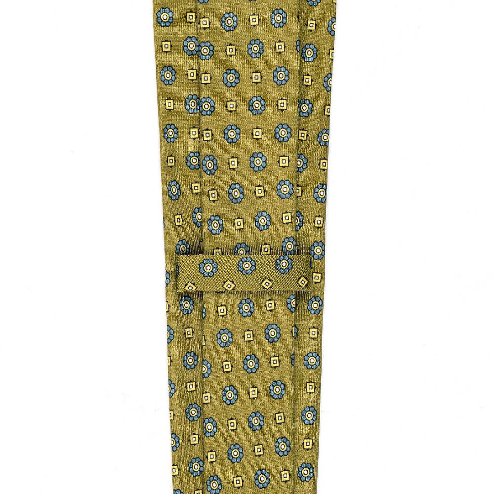 Rubinacci Cravatta In Twill Di Seta Senape Con Stampa Floreale
