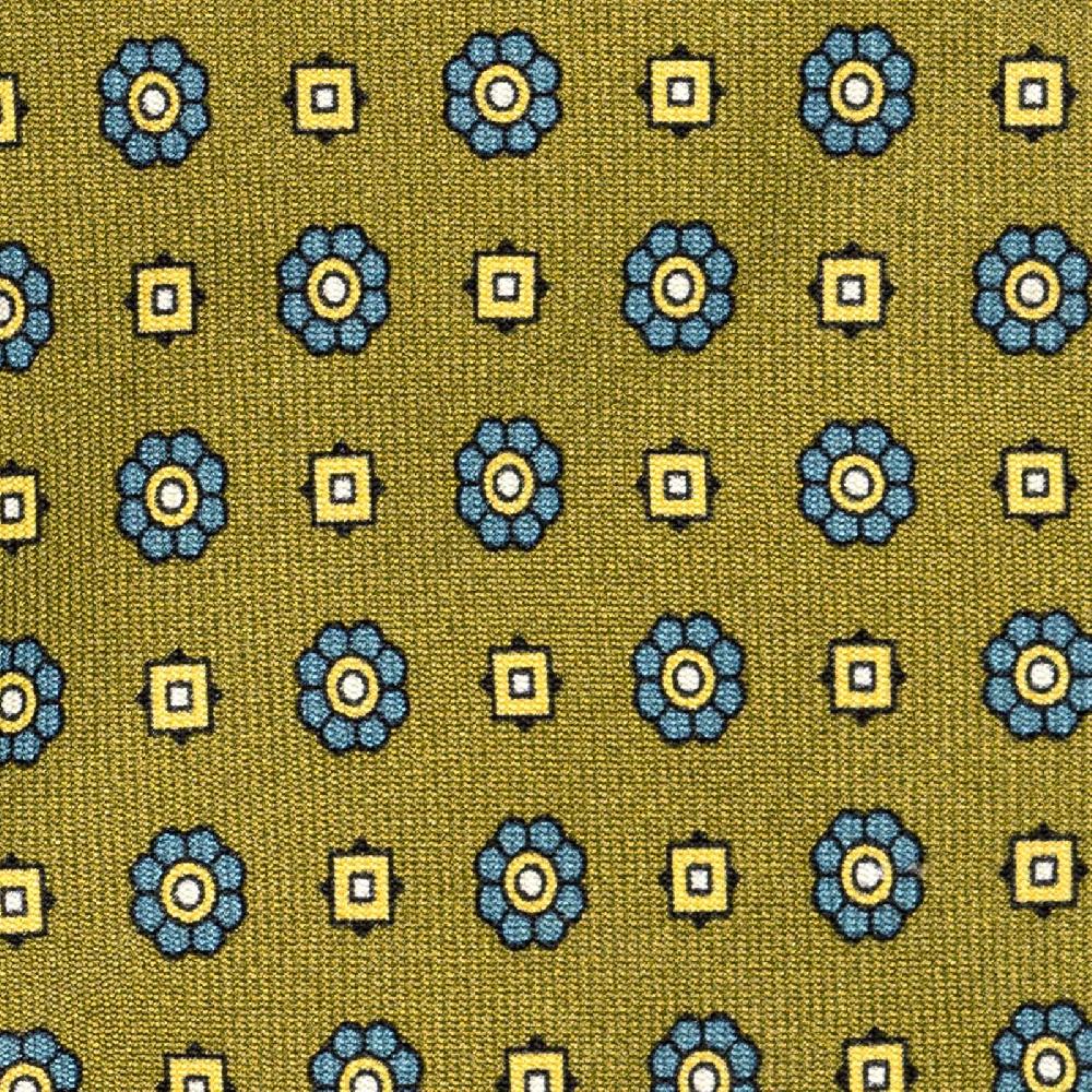 Rubinacci Cravatta In Twill Di Seta Senape Con Stampa Floreale