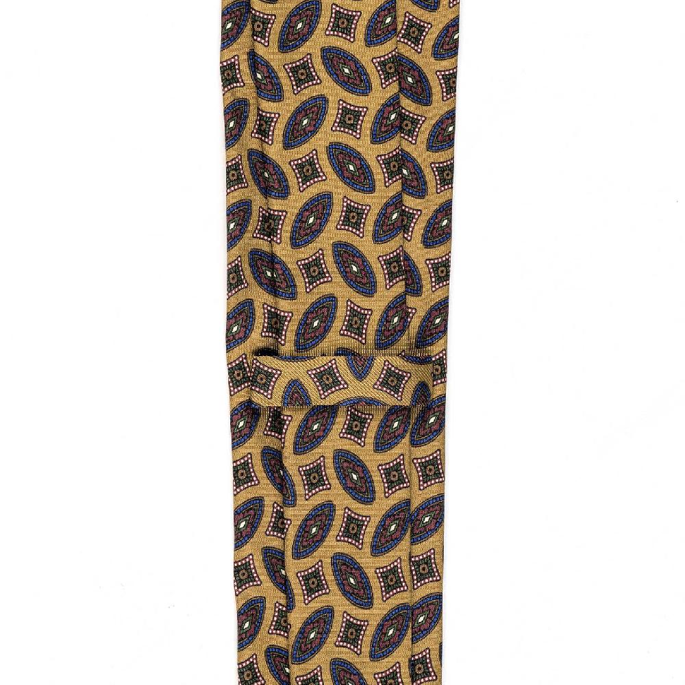 Rubinacci Cravatta In Twill Di Seta Senape Con Stampa Geometrica