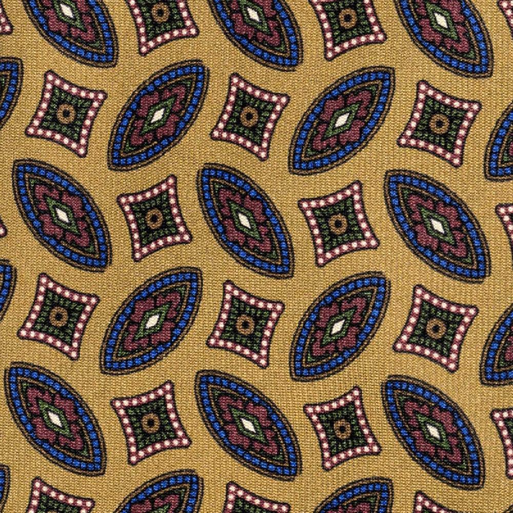 Rubinacci Cravatta In Twill Di Seta Senape Con Stampa Geometrica