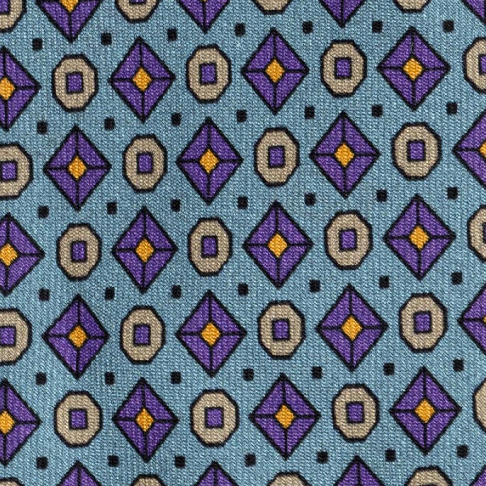 Rubinacci Cravatta In Twill Di Seta Turchese Con Stampa Geometrica