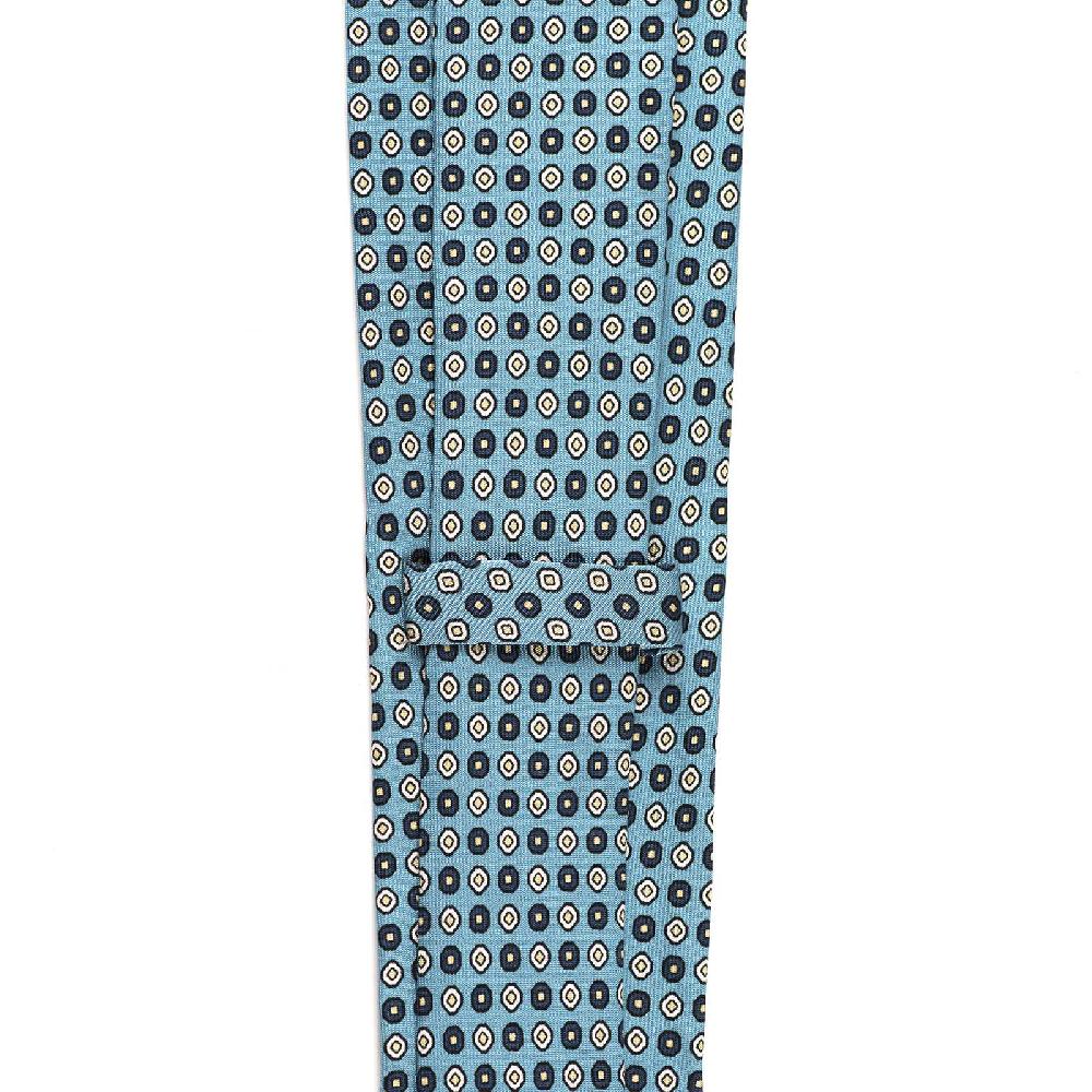 Rubinacci Cravatta In Twill Di Seta Turchese Con Stampa Geometrica