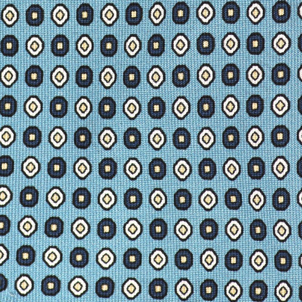 Rubinacci Cravatta In Twill Di Seta Turchese Con Stampa Geometrica