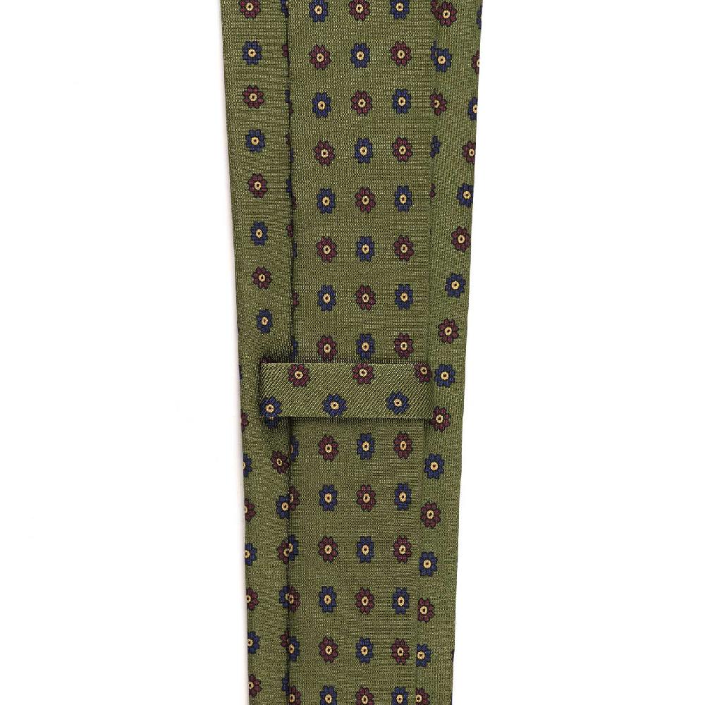 Rubinacci Cravatta In Twill Di Seta Verde Con Stampa Floreale