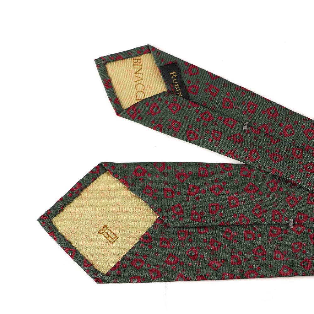 Rubinacci Cravatta In Twill Di Seta Verde Con Stampa Geometrica