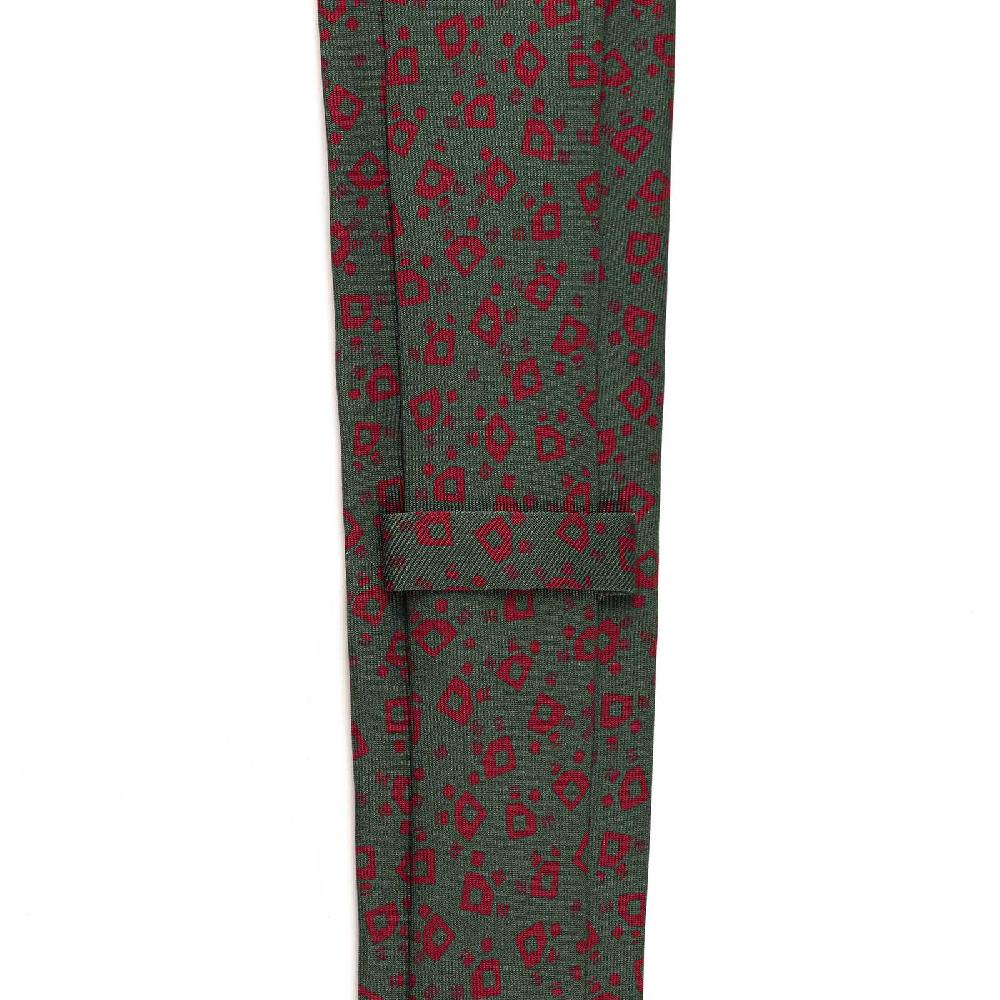 Rubinacci Cravatta In Twill Di Seta Verde Con Stampa Geometrica
