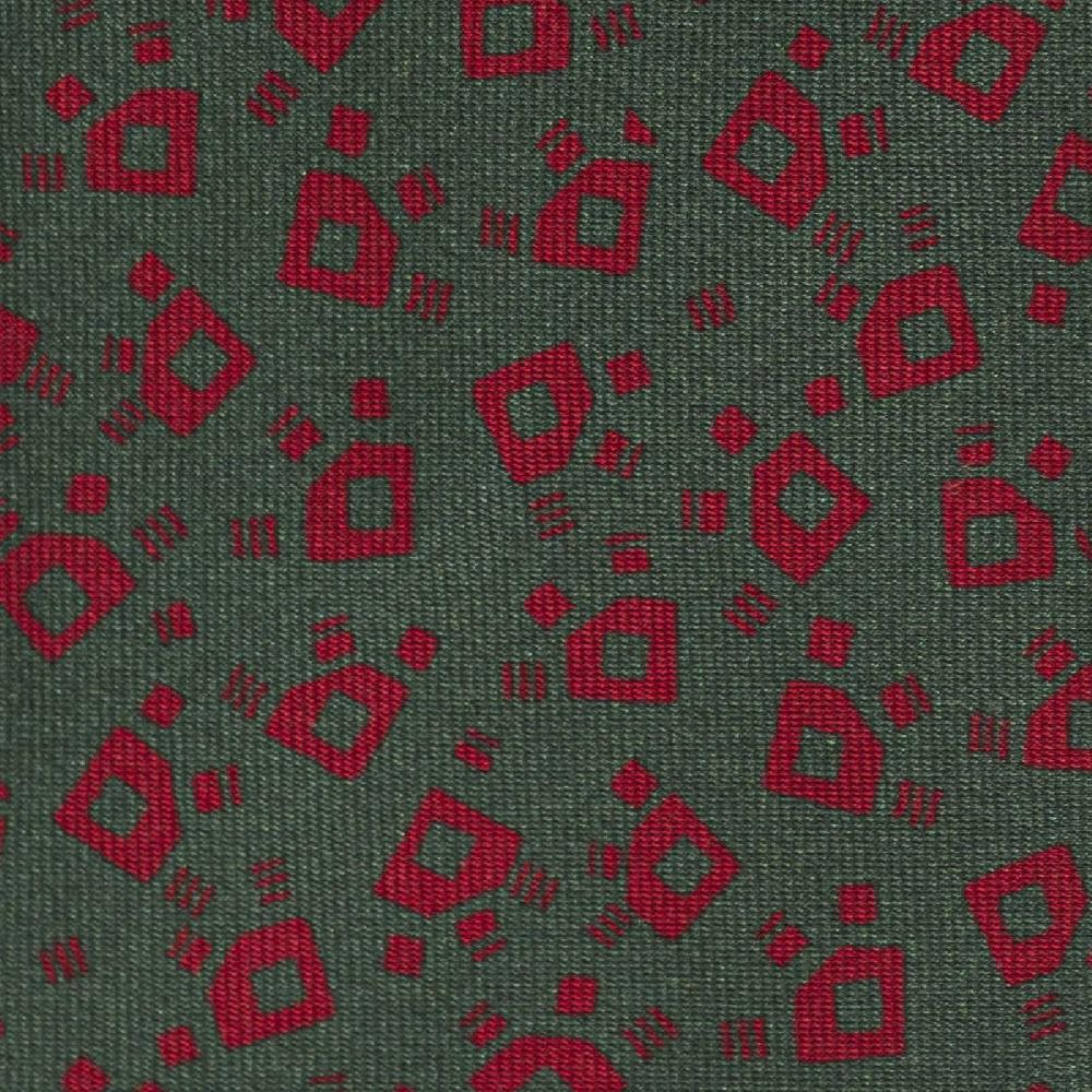 Rubinacci Cravatta In Twill Di Seta Verde Con Stampa Geometrica