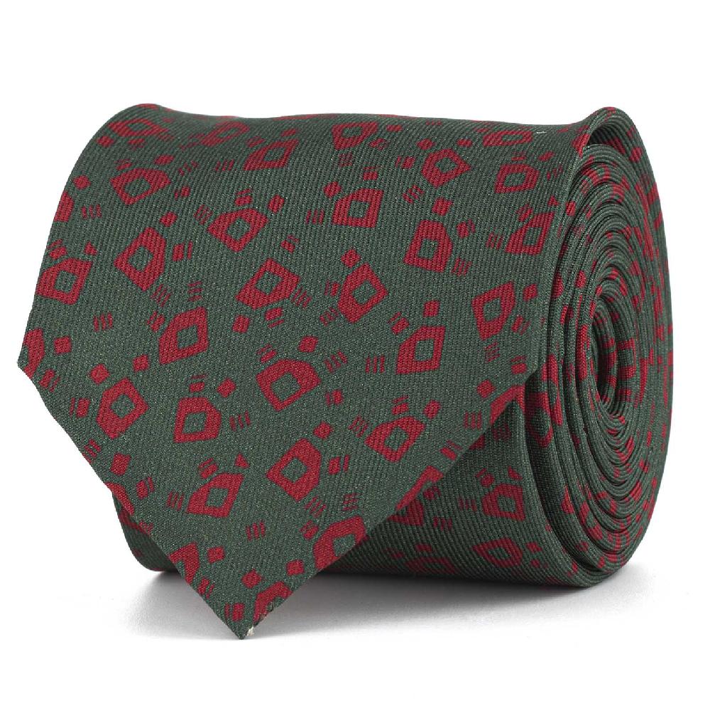 Rubinacci Cravatta in twill di seta verde con stampa geometrica