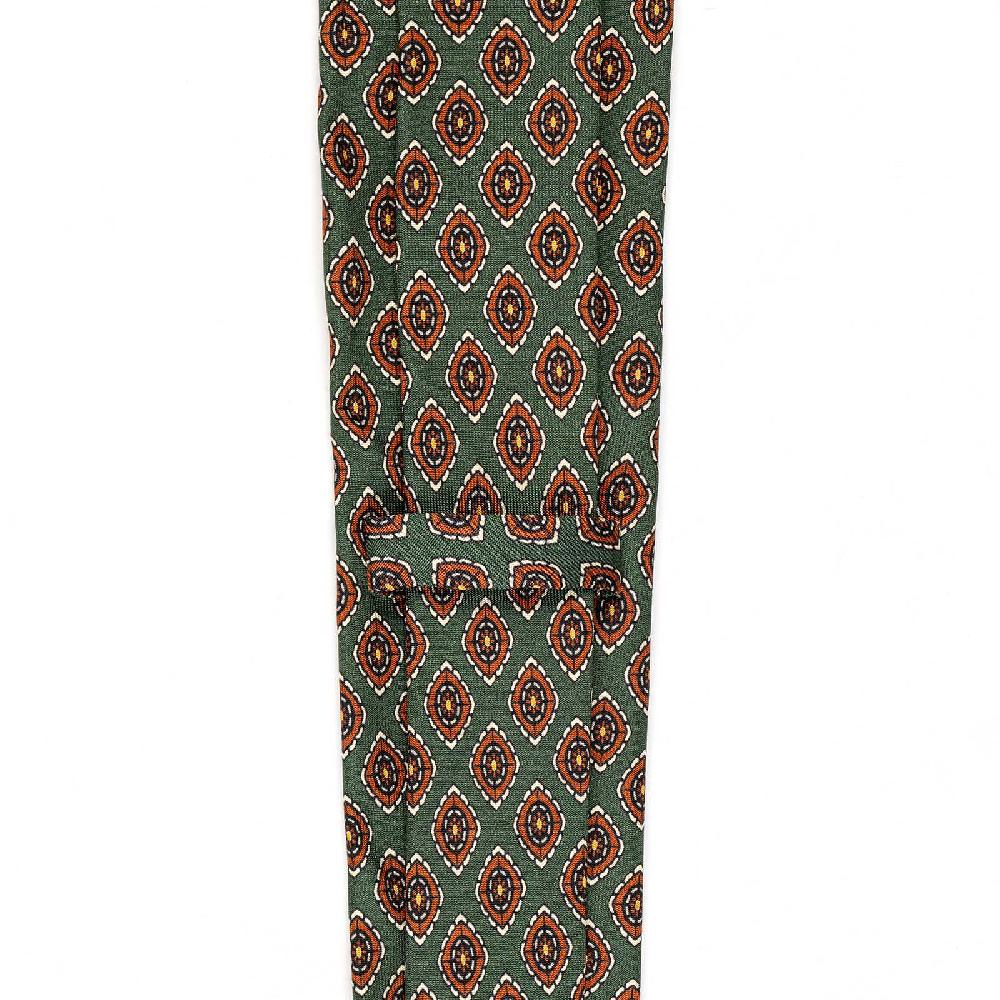 Rubinacci Cravatta In Twill Di Seta Verde Con Stampa Geometrica