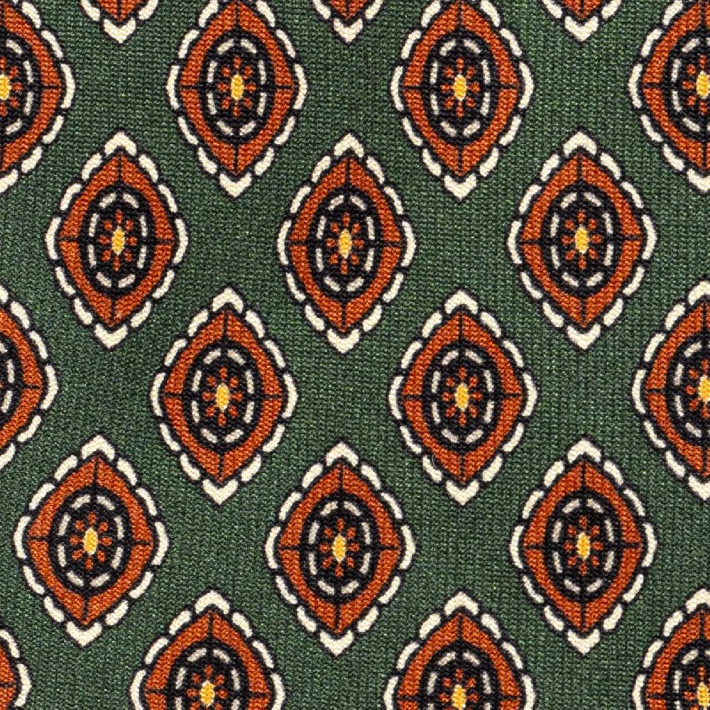 Rubinacci Cravatta In Twill Di Seta Verde Con Stampa Geometrica