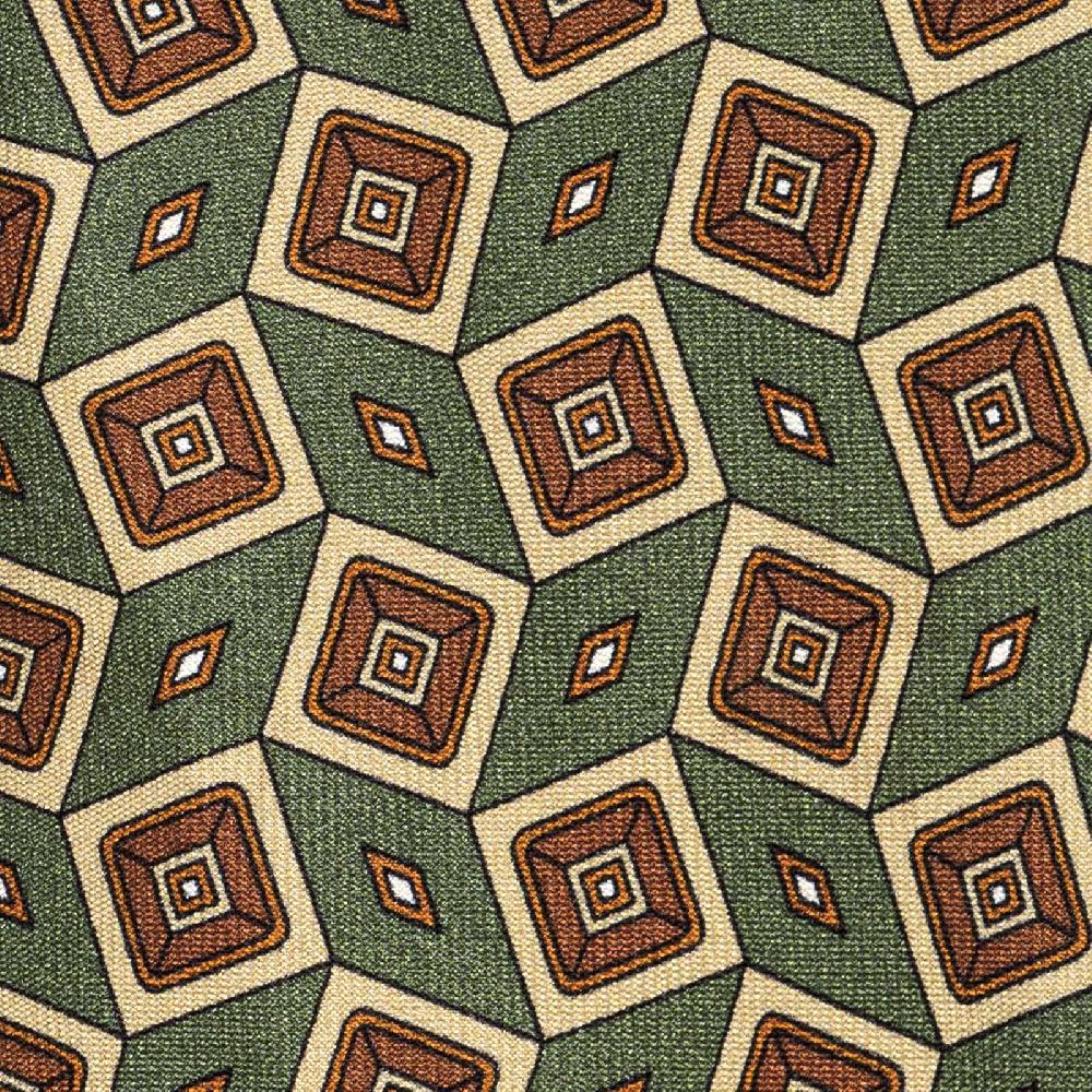 Rubinacci Cravatta In Twill Di Seta Verde Con Stampa Geometrica