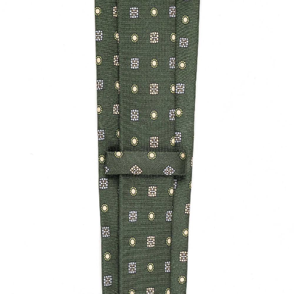 Rubinacci Cravatta In Twill Di Seta Verde Con Stampa Geometrica