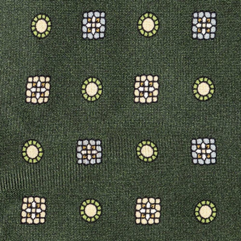 Rubinacci Cravatta In Twill Di Seta Verde Con Stampa Geometrica