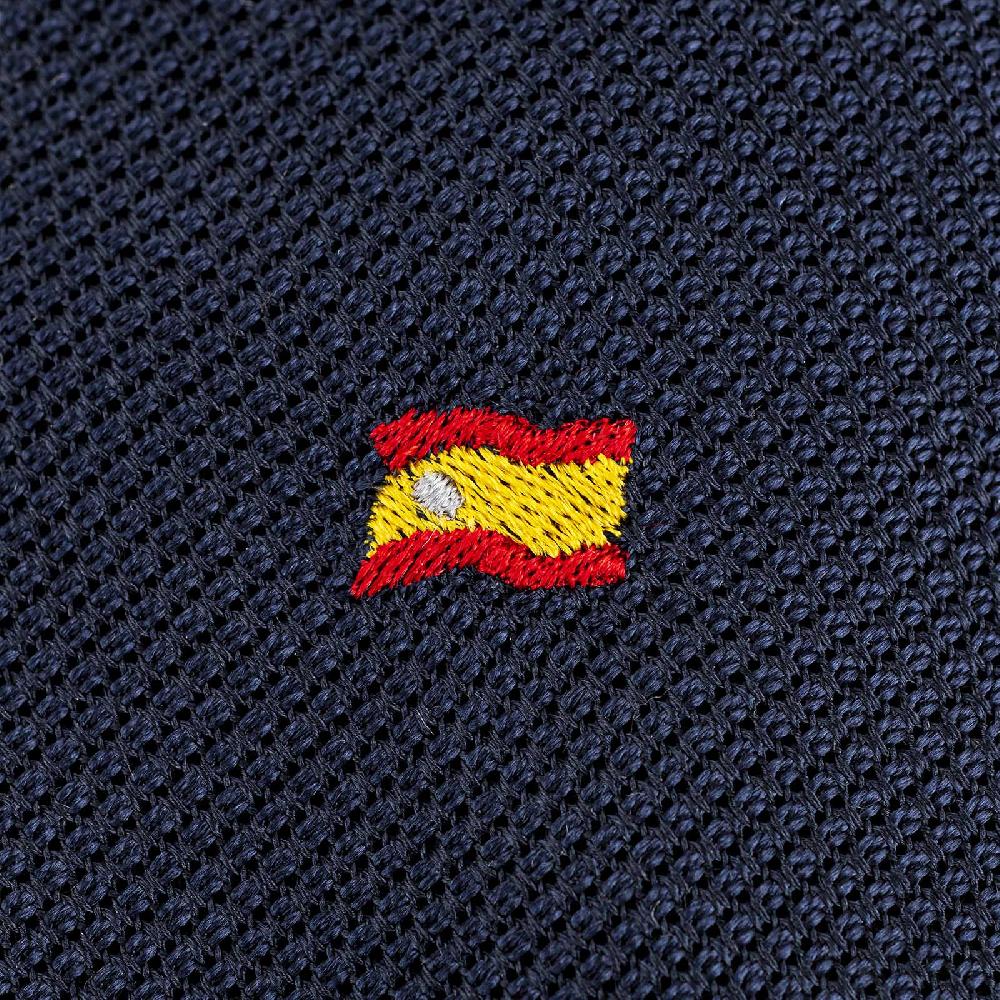 Rubinacci Cravatta Limited Edition In Garza Di Seta Blu Con Bandiera Spagna