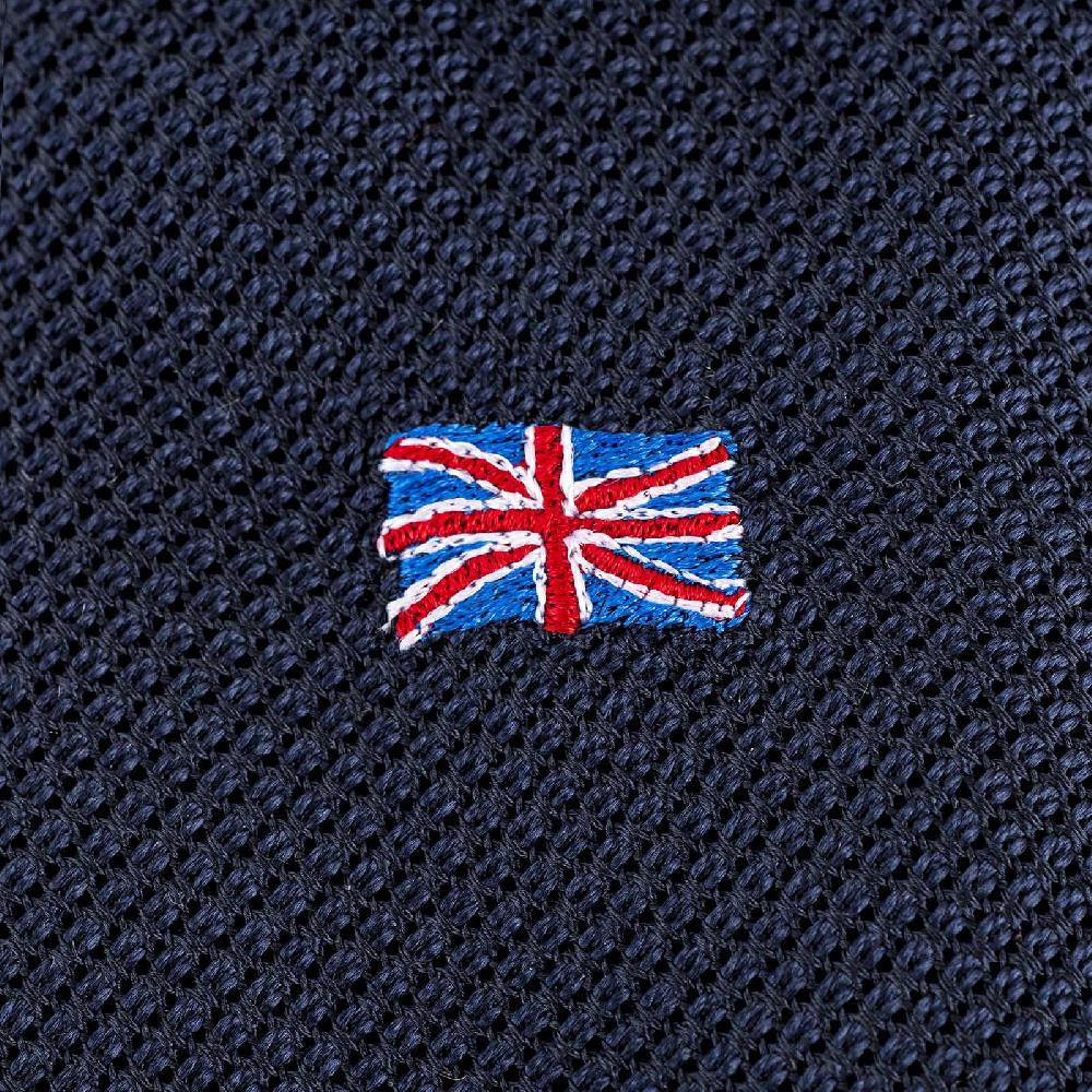 Rubinacci Cravatta Limited Edition In Garza Di Seta Blu Con Bandiera Uk