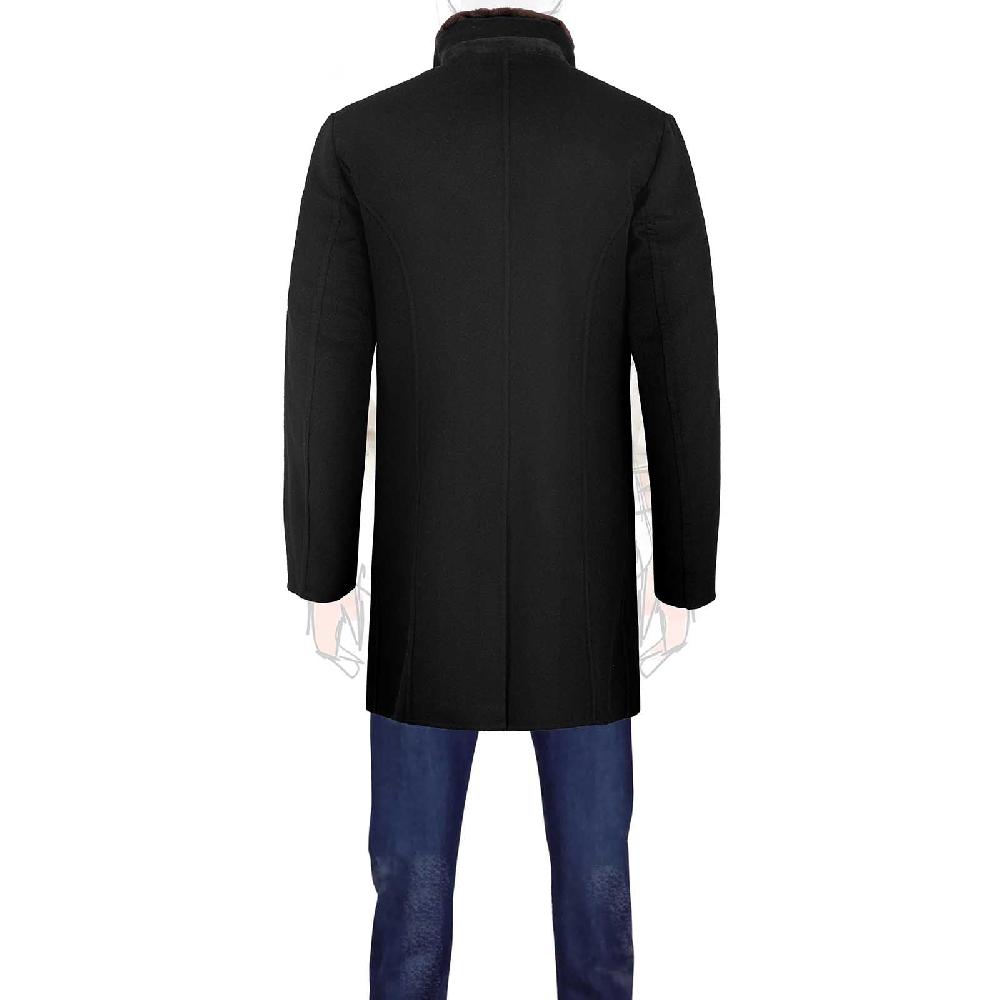 Rubinacci Giaccone Lana E Cashmere Con Pelliccia Nero