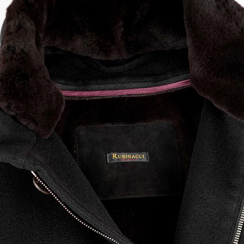 Rubinacci Giaccone Lana E Cashmere Con Pelliccia Nero