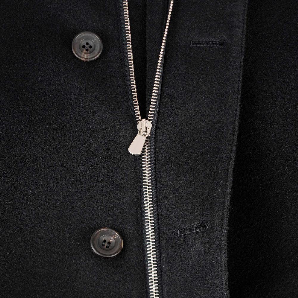 Rubinacci Giaccone Lana E Cashmere Con Pelliccia Nero